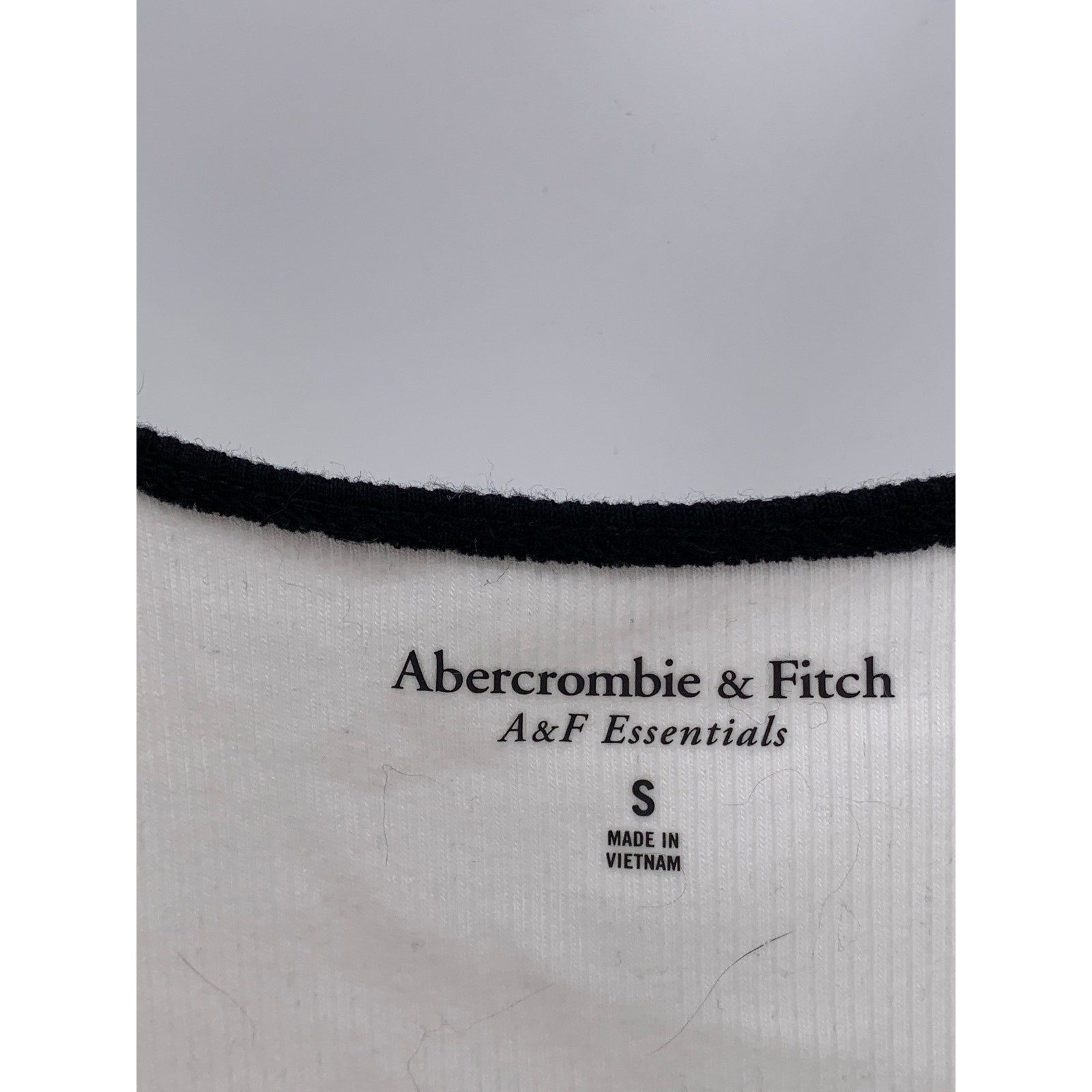 ABERCROMBIE & FITCH Women's White-Black Scoop-Neck Ribbed Essential Tank Top SZS
