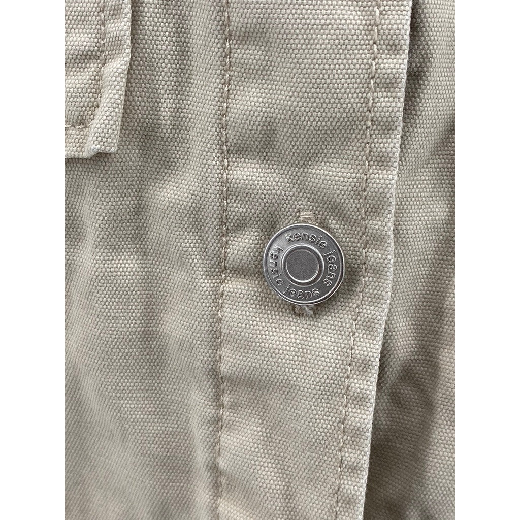 KENSIE JEANS Women's Tan Oversized Button-Up Long Sleeve Top SZ M