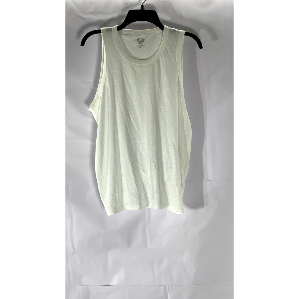 J. CREW Women's White Solid Crewneck Tie-Back Tank Top SZ L