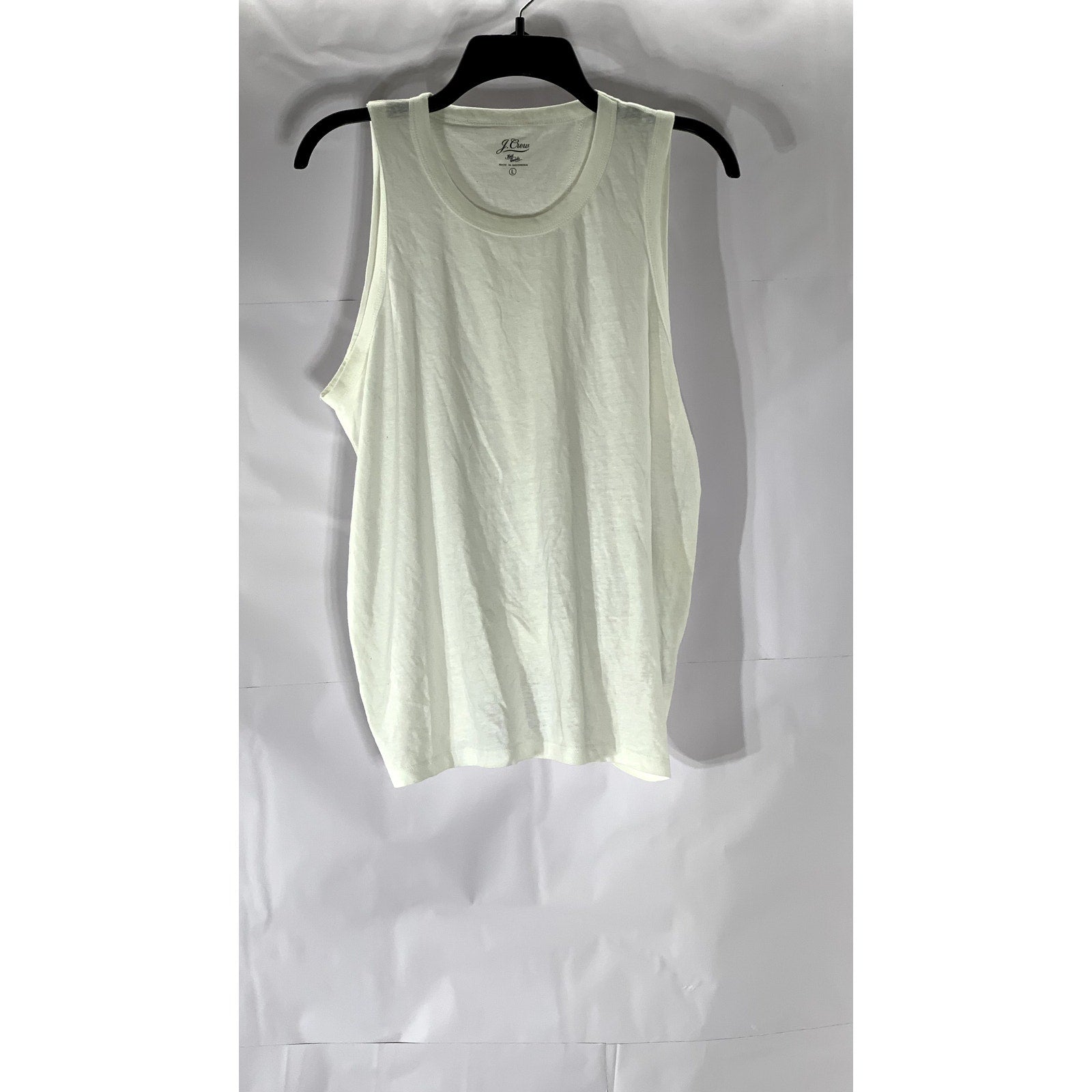 J. CREW Women's White Solid Crewneck Tie-Back Tank Top SZ L