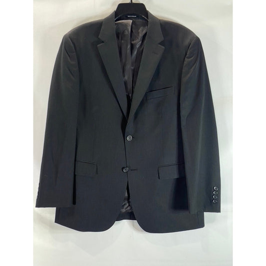 PRONTO UOMO PLATINUM Men's Solid Black Wool Modern-Fit Two-Button Blazer SZ 42R