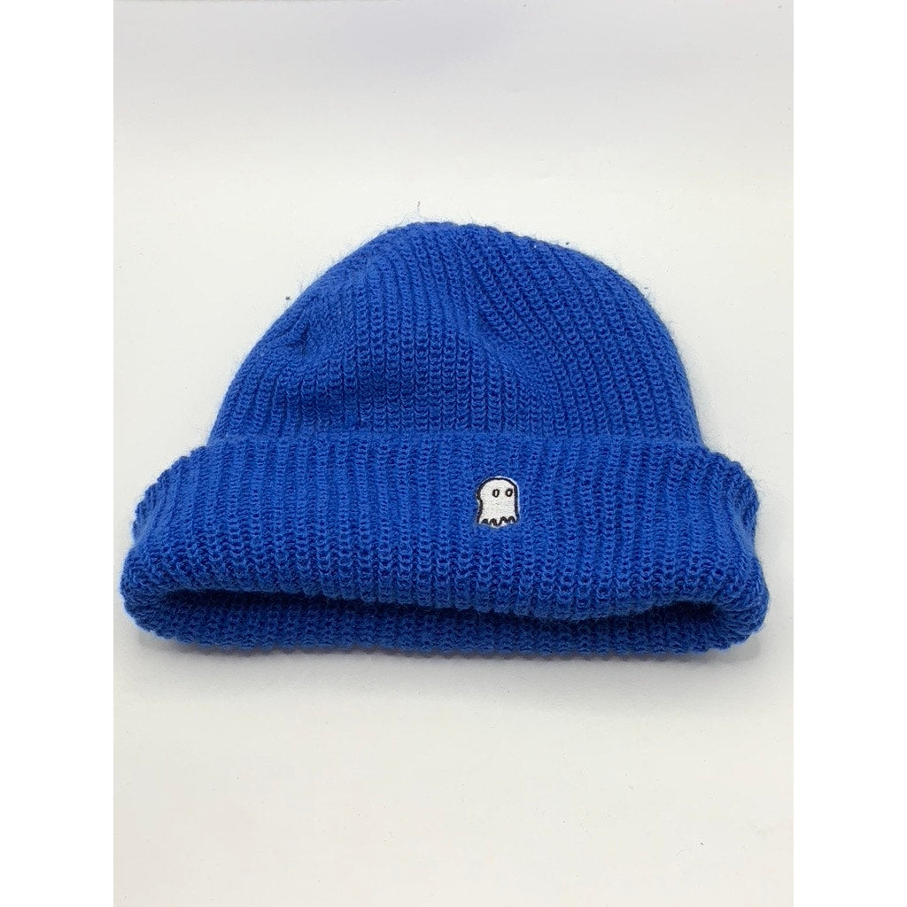UNBRANDED Royal Blue Embroidered Ghost Knit Beanie SZ OS