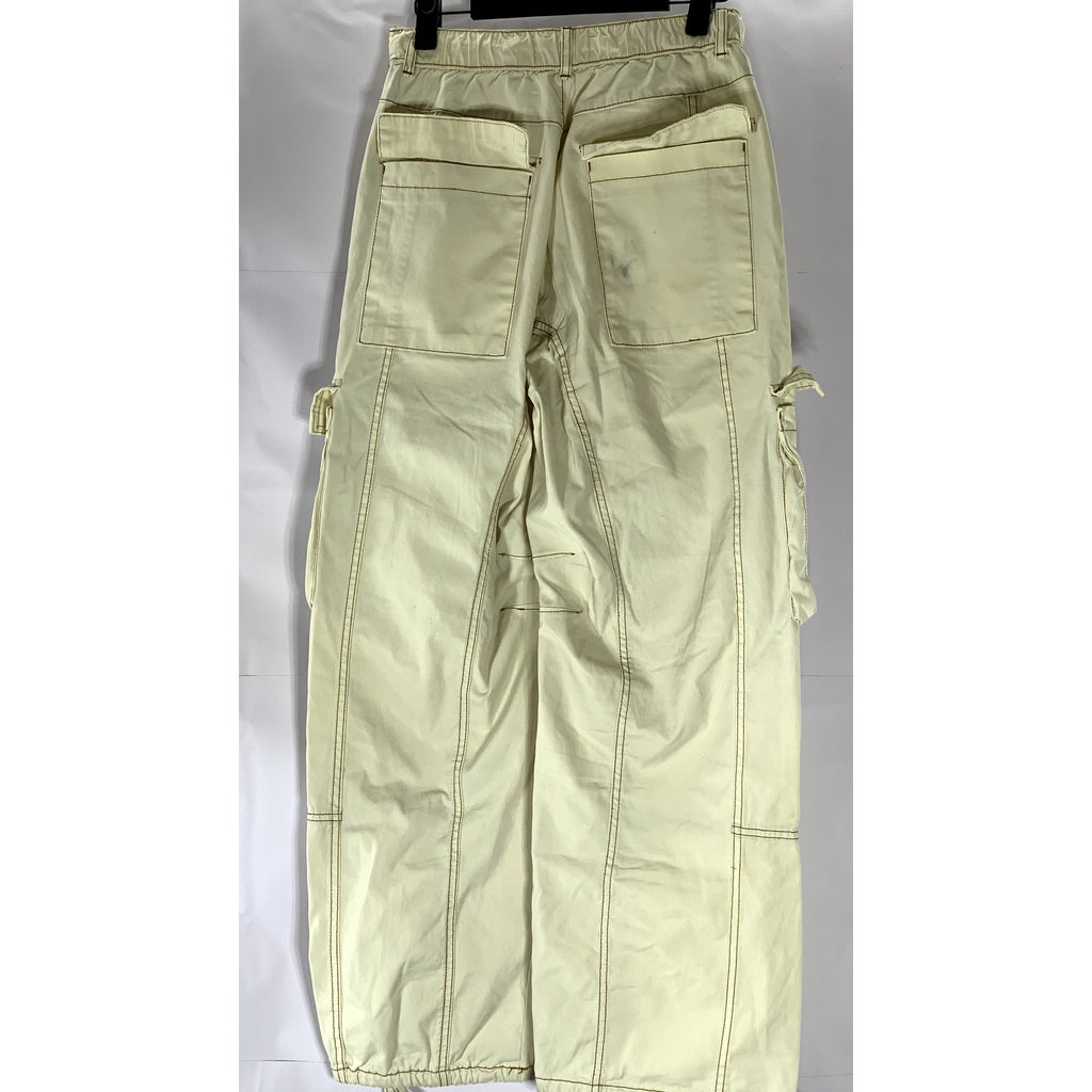 ZARA Women's Beige Elastic-Hem Drawstring  Cargo Pull-On Pant SZ 2