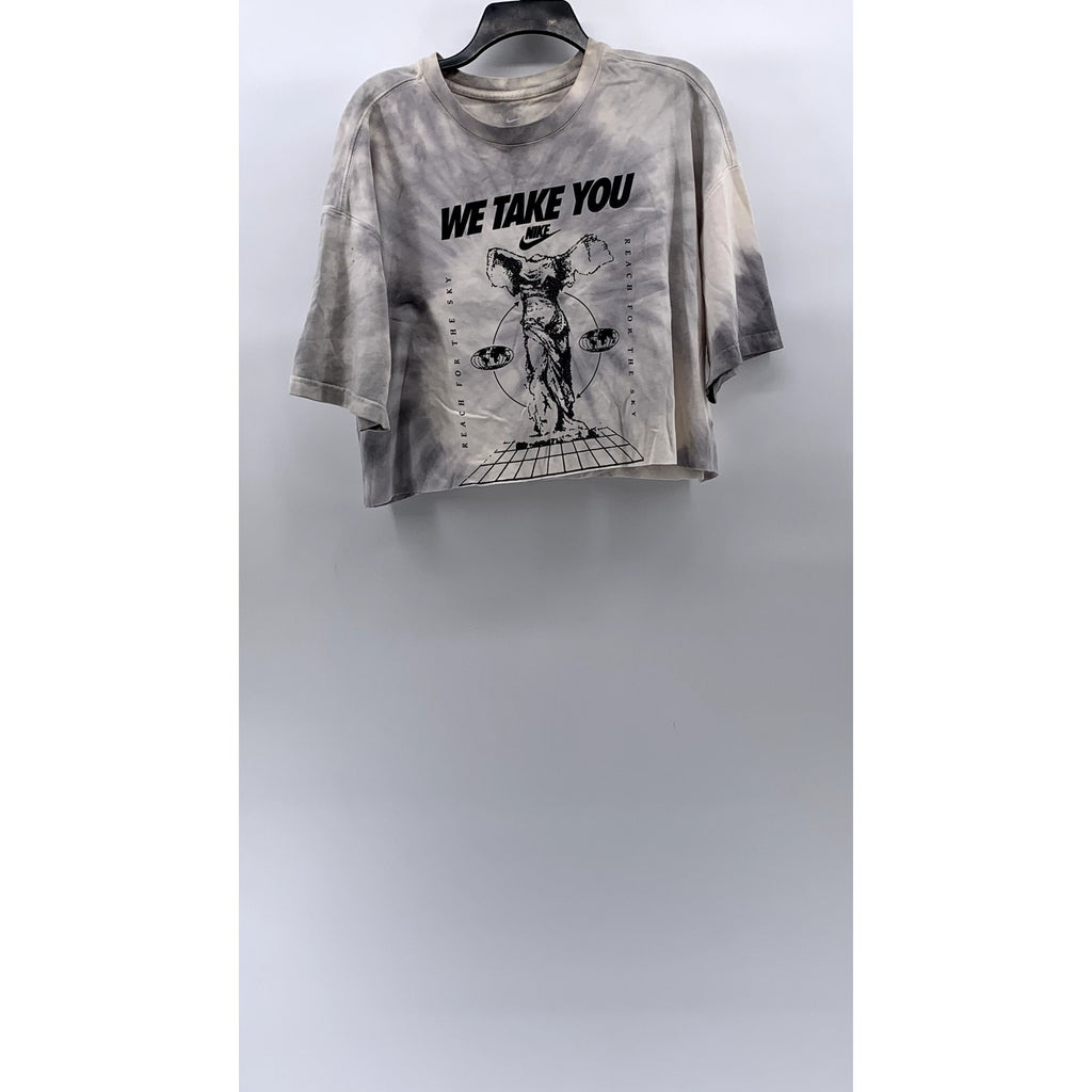 NIKE Women's Gray-White Tie-Dye We Take You Higher Cut-Off SThe Nike Tee SZ L