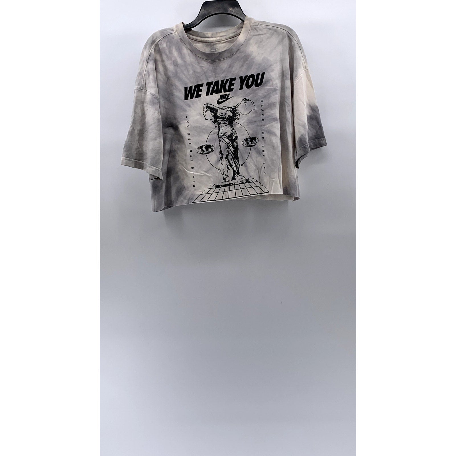 NIKE Women's Gray-White Tie-Dye We Take You Higher Cut-Off SThe Nike Tee SZ L