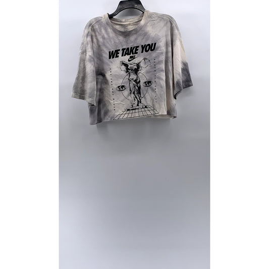 NIKE Women's Gray-White Tie-Dye We Take You Higher Cut-Off SThe Nike Tee SZ L