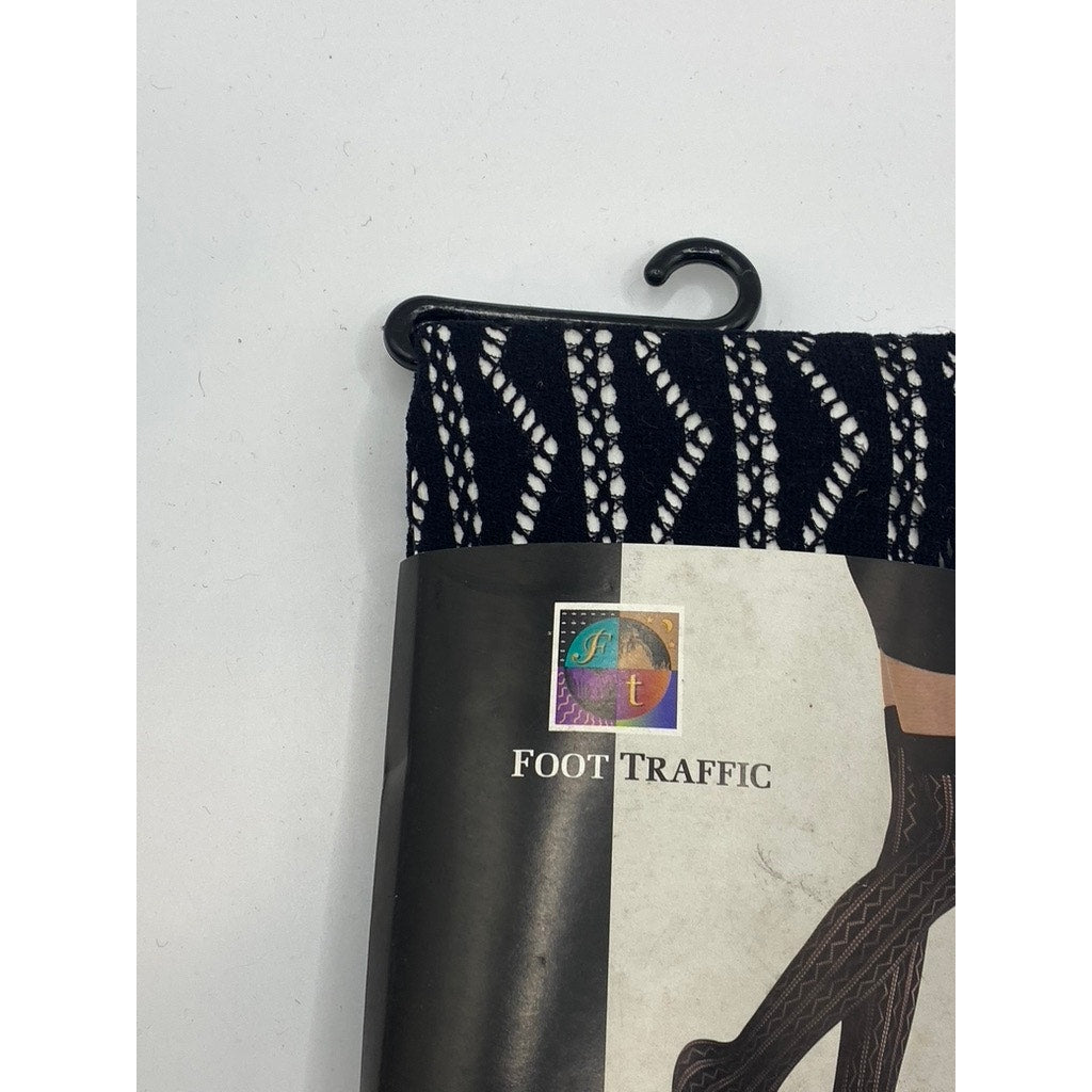 FOOT TRAFFIC Women's Black Cutout Stretch Pull-On Knee High Socks SZ OS