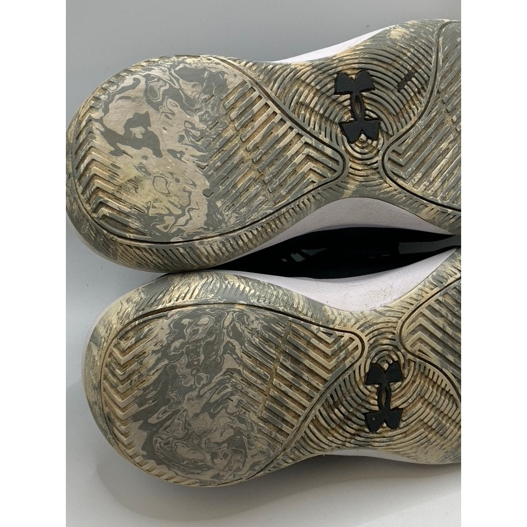 UNDER ARMOUR Kids Black-White Basketball Sneakers SZ 7Y