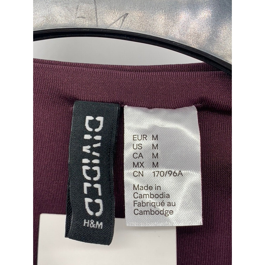 DIIVDED By H&M Women's Wine Ruched Mock-Neck Sleeveless Bodycon Maxi Dress SZ M
