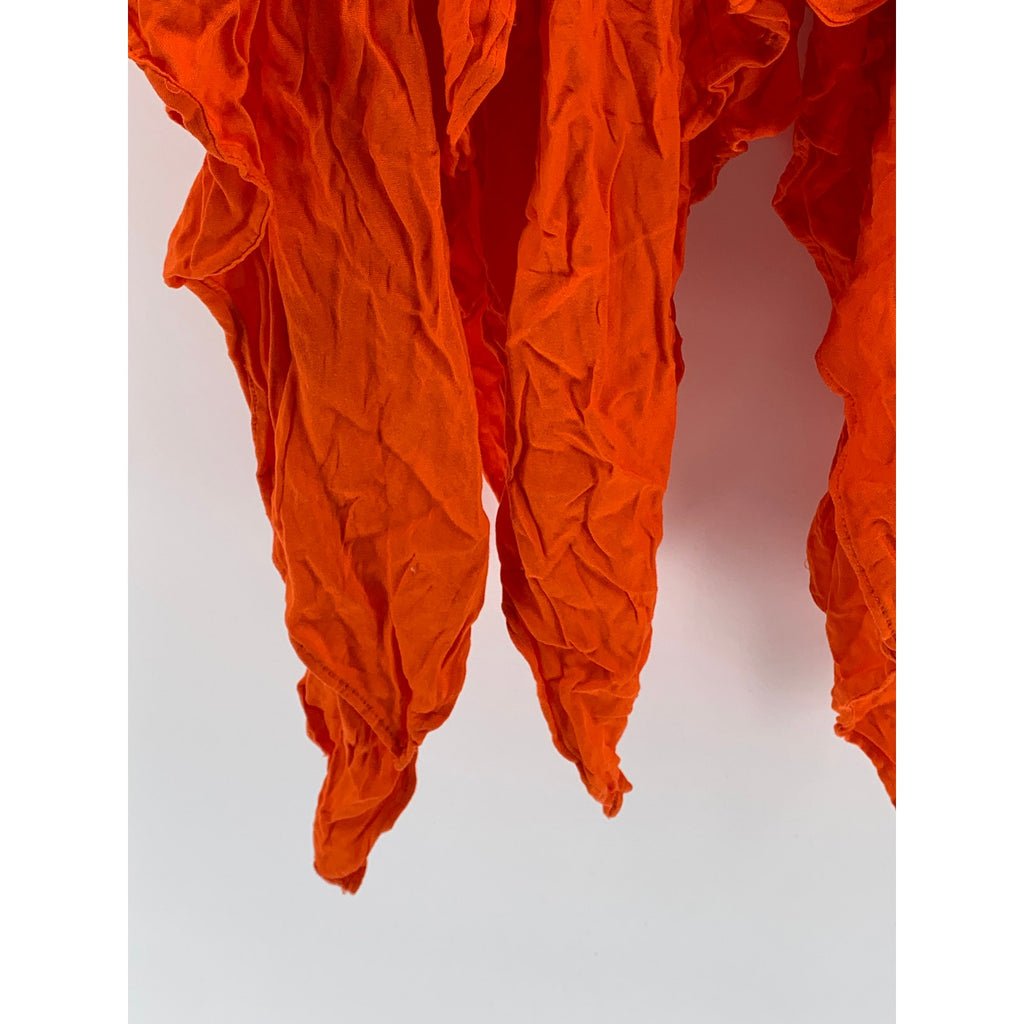 ECOTE Women's Orange Y2K Strapless Handkerchief Hem Smocked Midi Dress SZ M