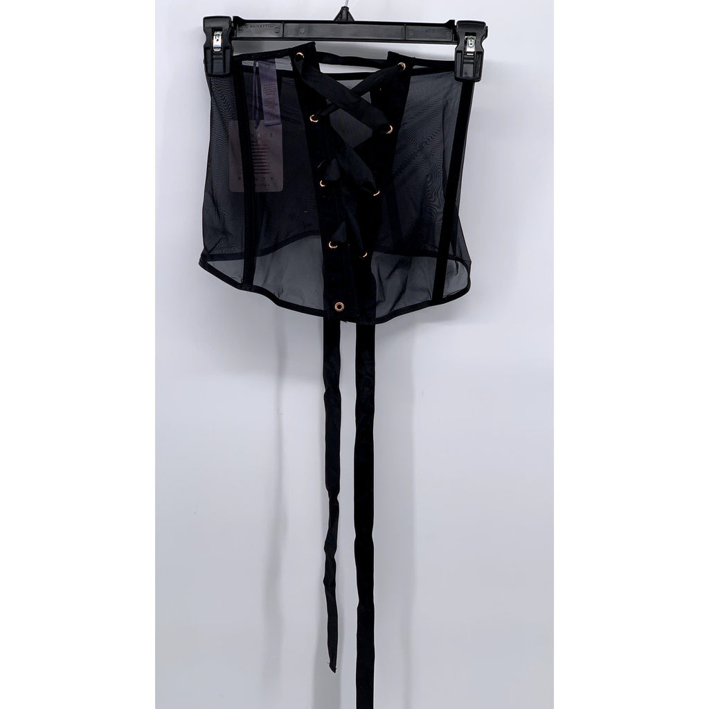 SAVAGE X FENTY Women's Black Mesh Wallflower Lace-Up Skirt SZ XS
