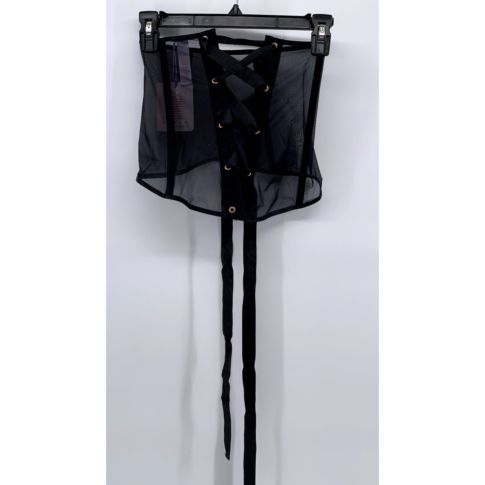 SAVAGE X FENTY Women's Black Mesh Wallflower Lace-Up Skirt SZ XS