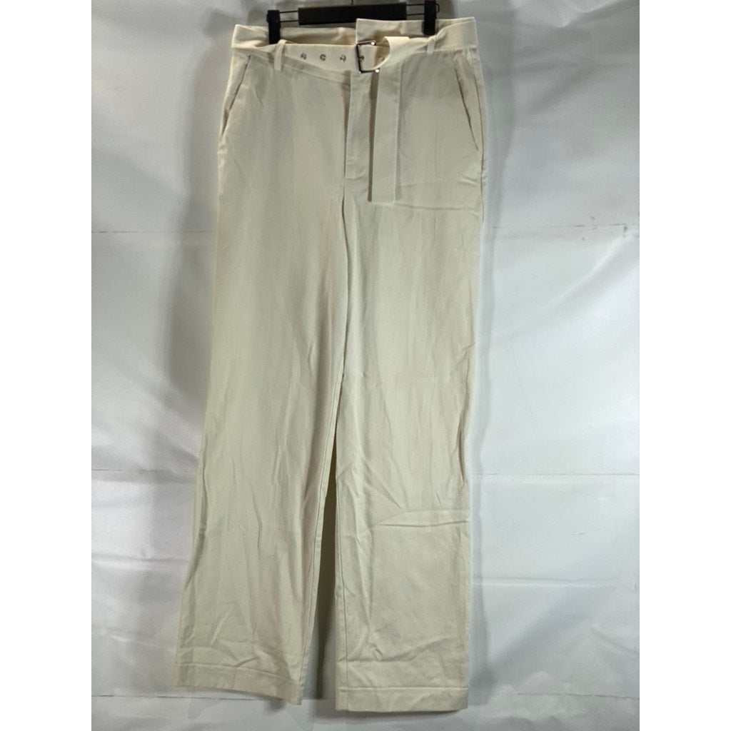 MAISON BLANCHE All Gender Coconut Milk Asymmetrical Straight Leg Trousers SZ 4