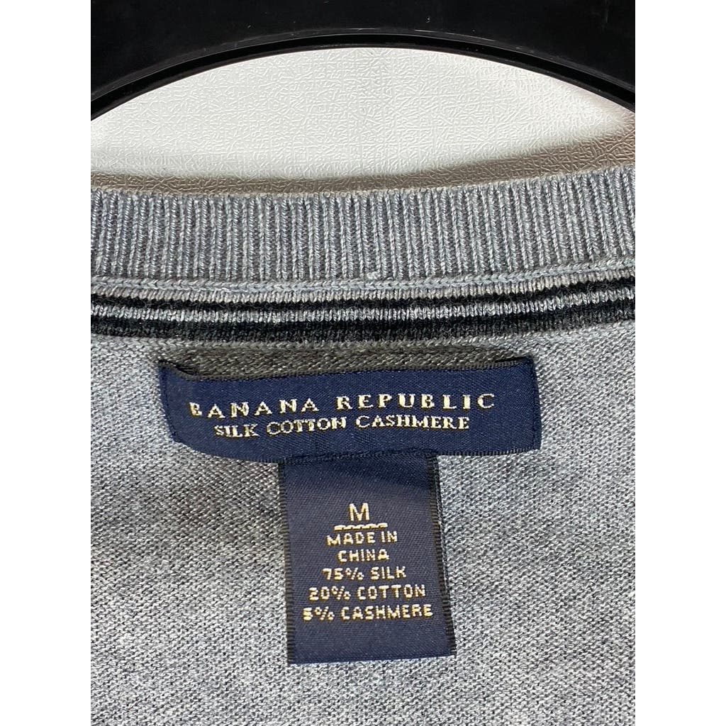 BANANA REPUBLIC Men's Gray Silk/Cotton/Cashmere V-Neck Sweater Vest SZ M