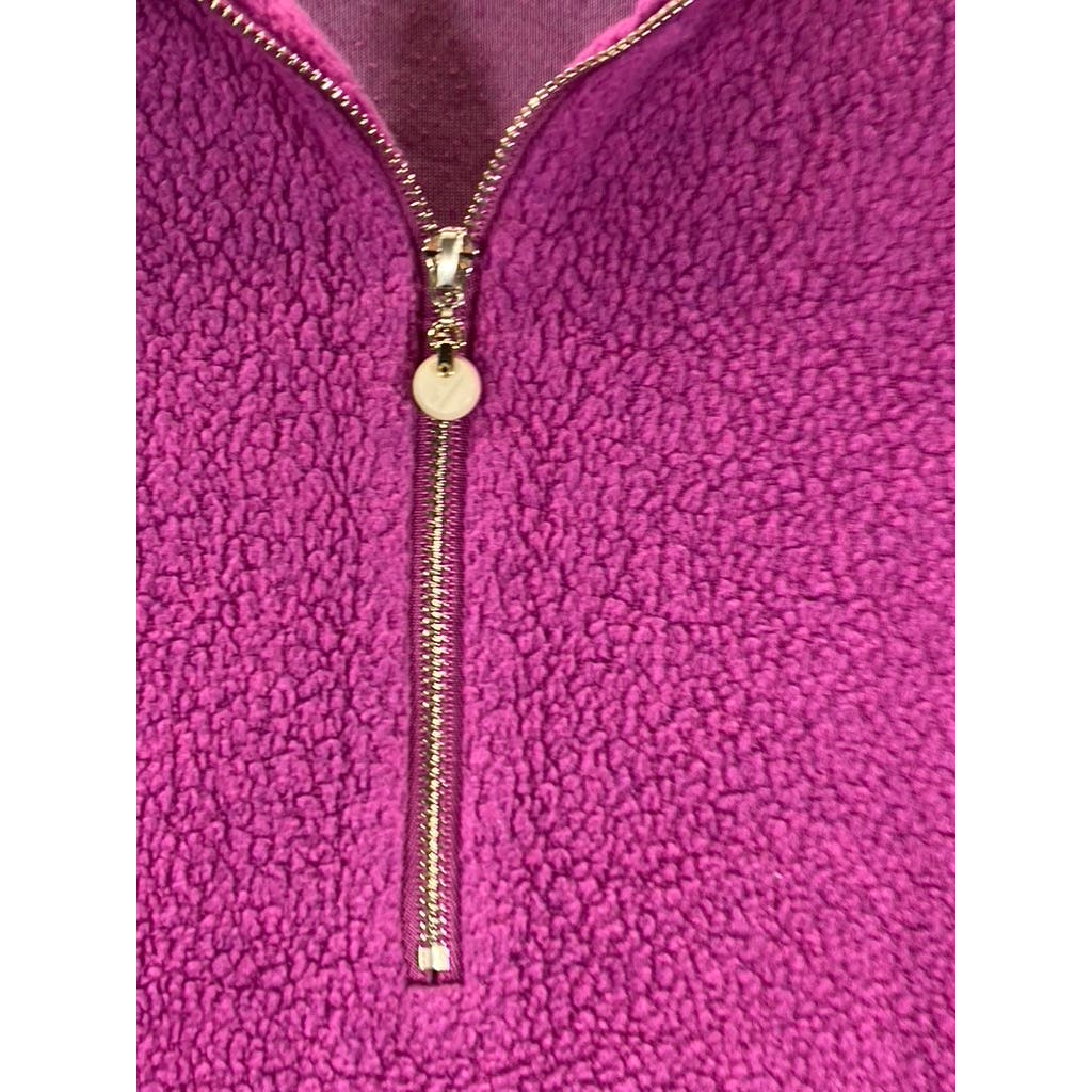 SOFT SURROUNDINGS Women's Fuchsia Adalyn Sherpa Fleece Half-Zip Sweatshirt SZ S