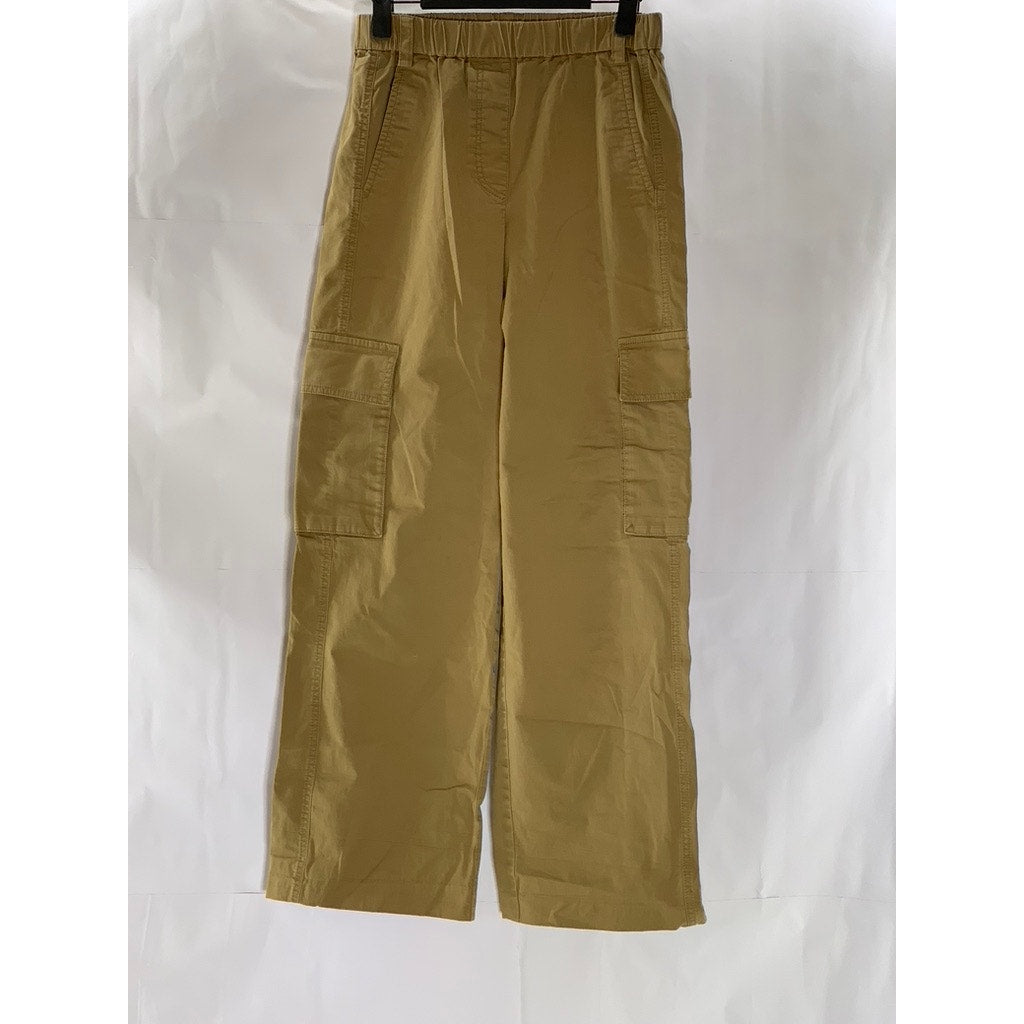 MANGO Women's Caramel Brown Elasticized Waist Pull-On Wide-Leg Cargo Pant SZ S