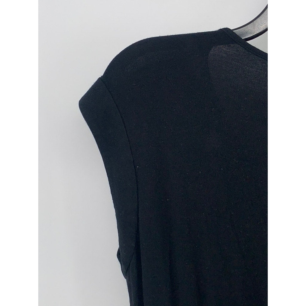 THEORY Women's Black Solid Crewneck Cap Short Sleeve Pocket Mini Dress SZ S