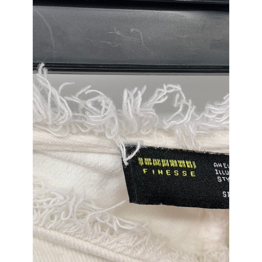 FINESSE Women's White V Frayed Cinched Waist Pull-On Flare Pants SZ XS