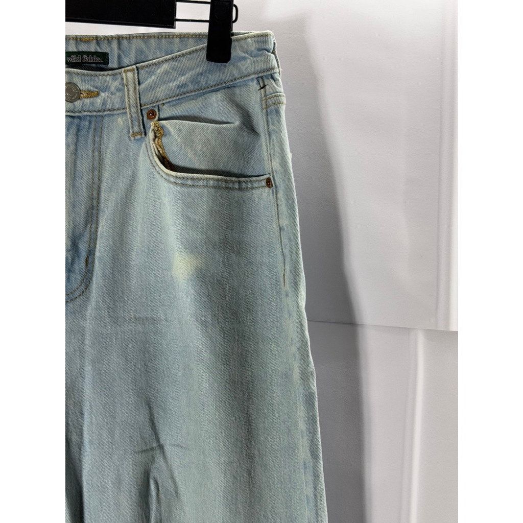 WILD FABLE Women's Light Blue Distressed Highest Rise Baggy Jeans SZ 6/28