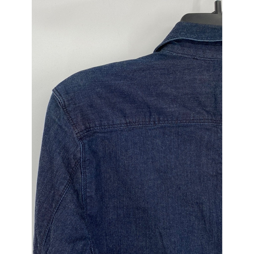 CALVIN KLEIN JEANS Men’s Navy Blue Denim Button-Up Long Sleeve Shirt SZ S