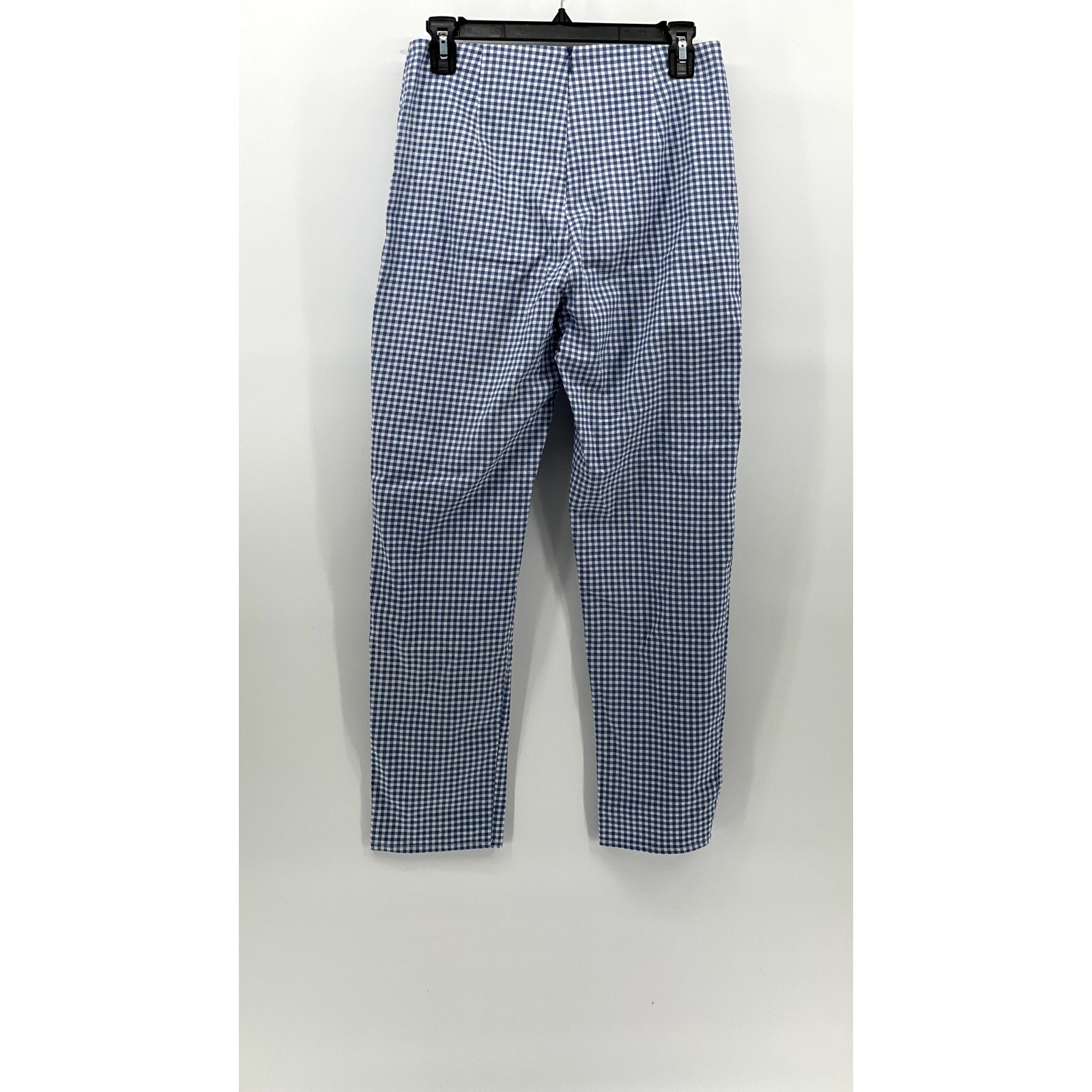 LULUS Women's Blue-White Gingham High-Rise Straight Leg Casual Pants SZ M