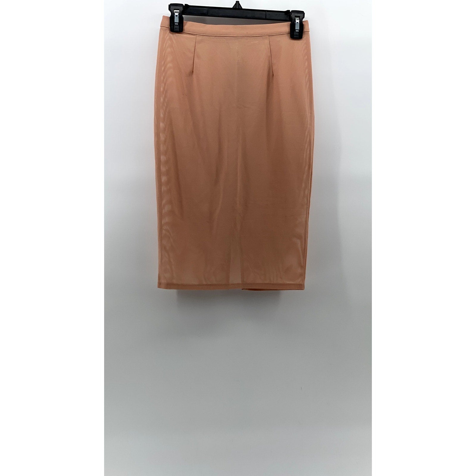UNBRANDED Women's Salmon Pink Straight Back Zipper Knee-Length Skirt SZ S