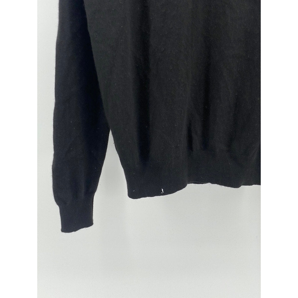 UNBRANDED Men’s Black Solid Cashmere V-Neck Long Sleeve Sweater SZ M