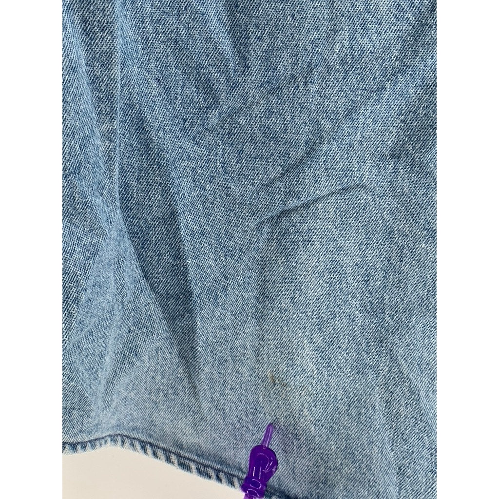 DISNEY Men's Blue Denim Embroidered Mickey Mouse Button-Up Shirt SZ S