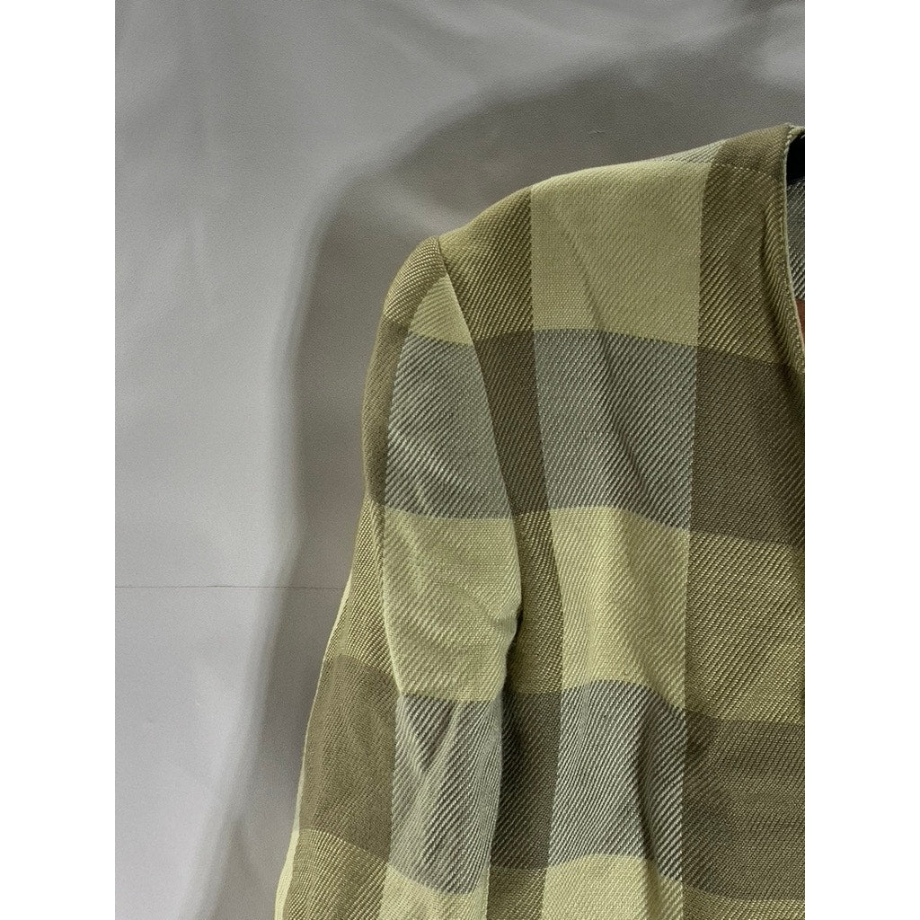 KASPER FOR ASL Women's Vintage Green/Brown Plaid Double Breast Blazer SZ 4