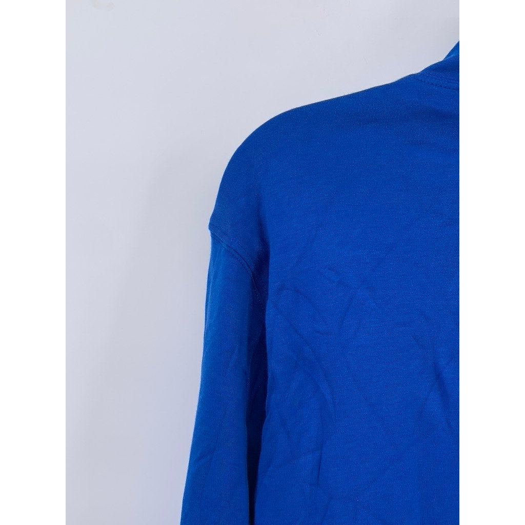 LANDS END Women's Relaxed Cotton Mock Neck Long Sleeve Bright Blue Shirt SZ XL