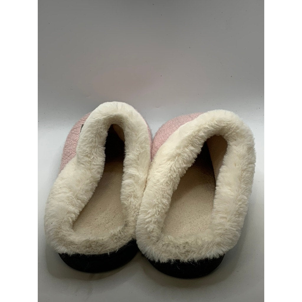 JOOMRA Women's Light Pink Knit Faux-Fur Slippers SZ 11-12