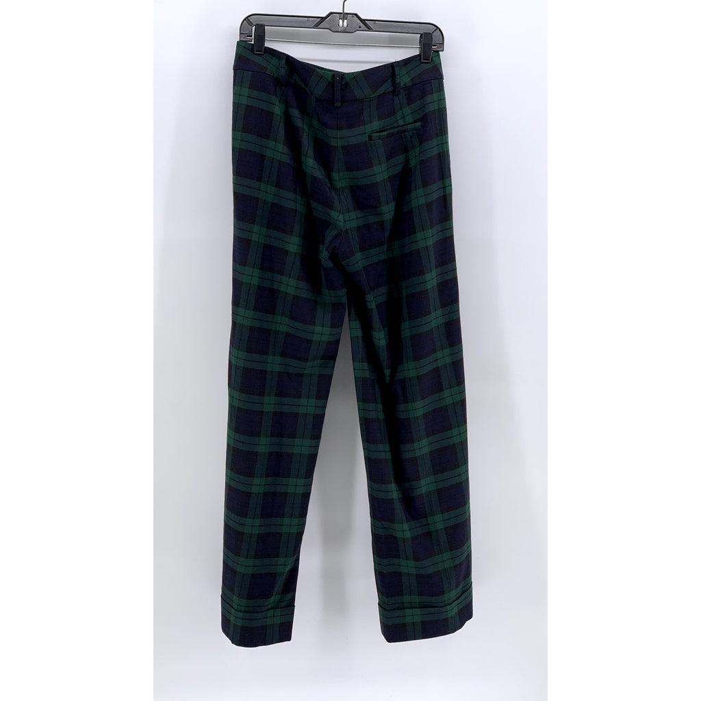 BROOKS BROTHERS Women's Green-Navy Plaid Wide-Leg Pant SZ 6