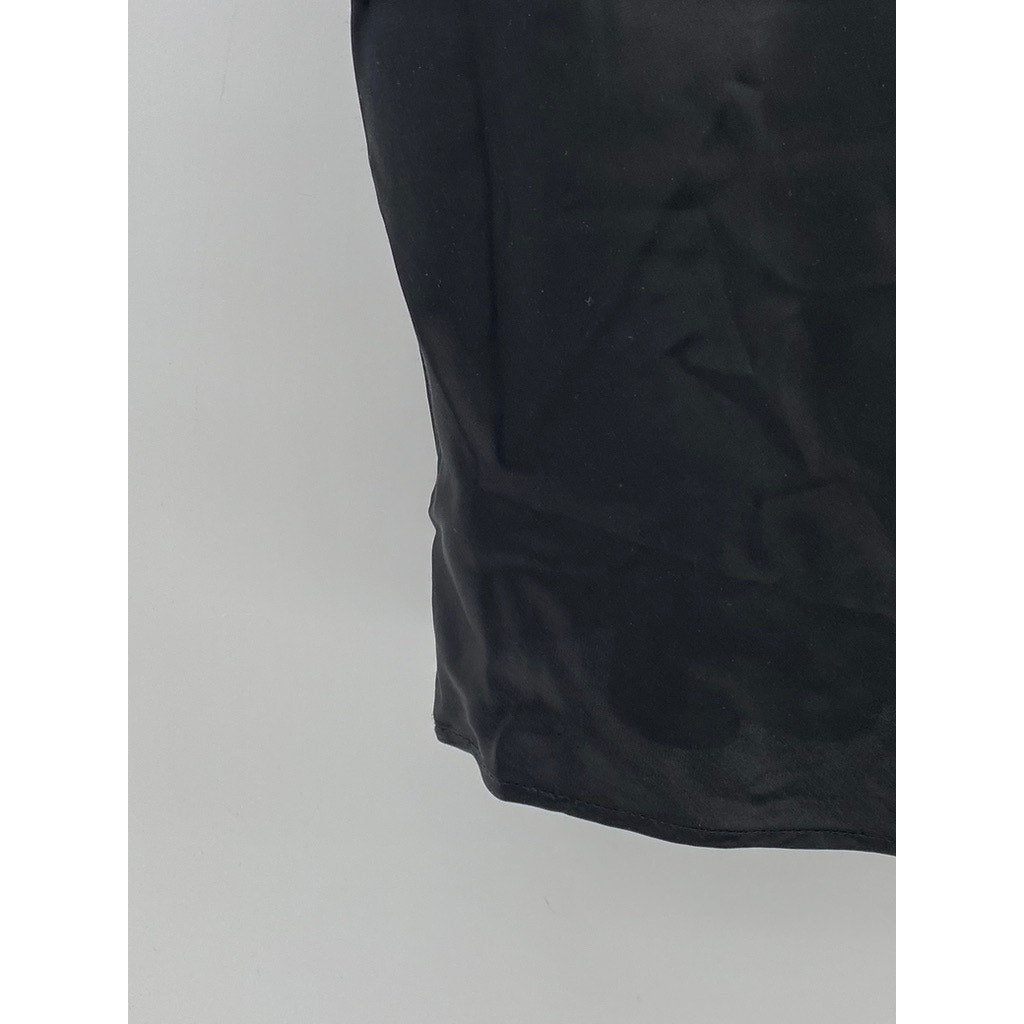 7 FOR ALL MANKIND Women's Black Satin Cowl-Neck Spaghetti Strap Camisole Top SZS