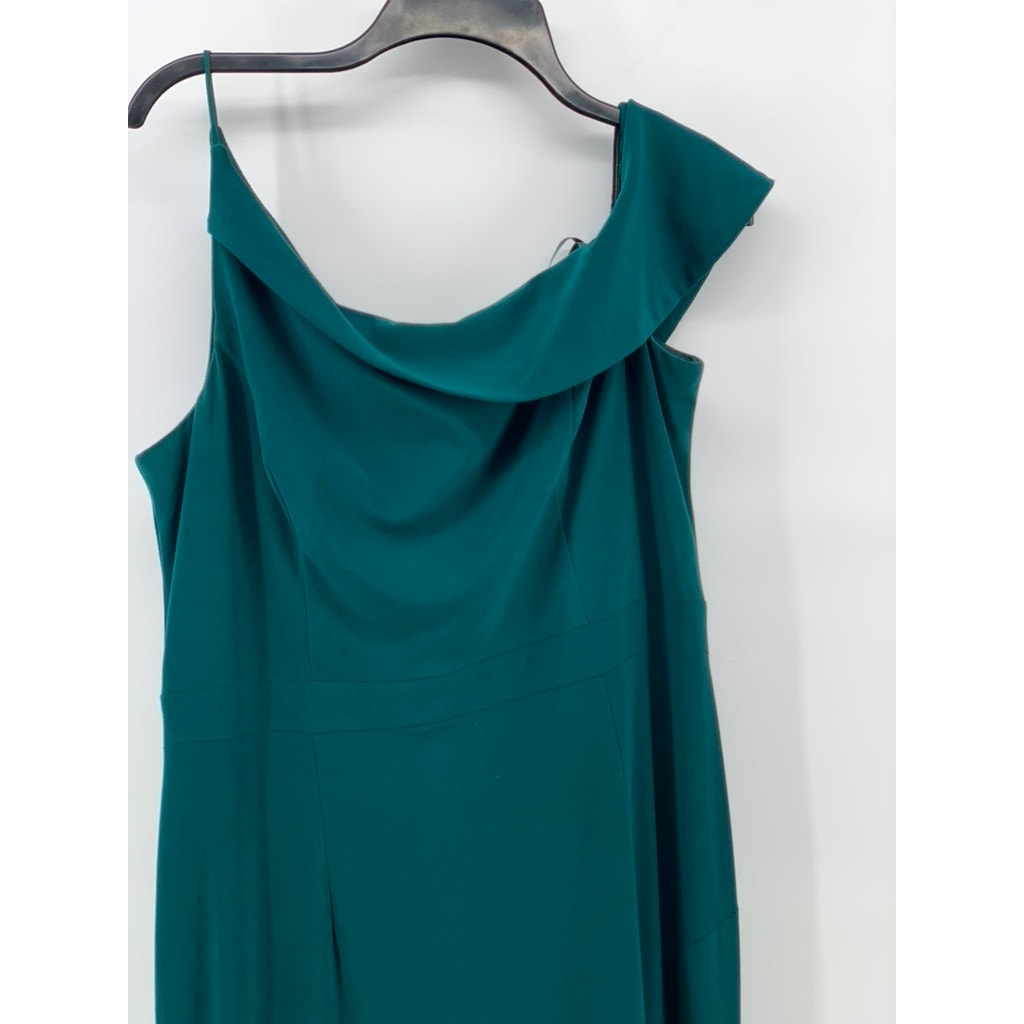 XSCAPE Women's Green Lucy Long Scuba Crepe One Shoulder Dress SZ 16