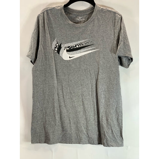 NIKE Men's Gray 5-Swoosh Graphic Crewneck Short Sleeve T-Shirt SZ M