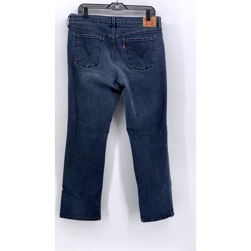 LEVI'S Women's Blue Denim Distressed 505 Straight Leg Jeans SZ 14