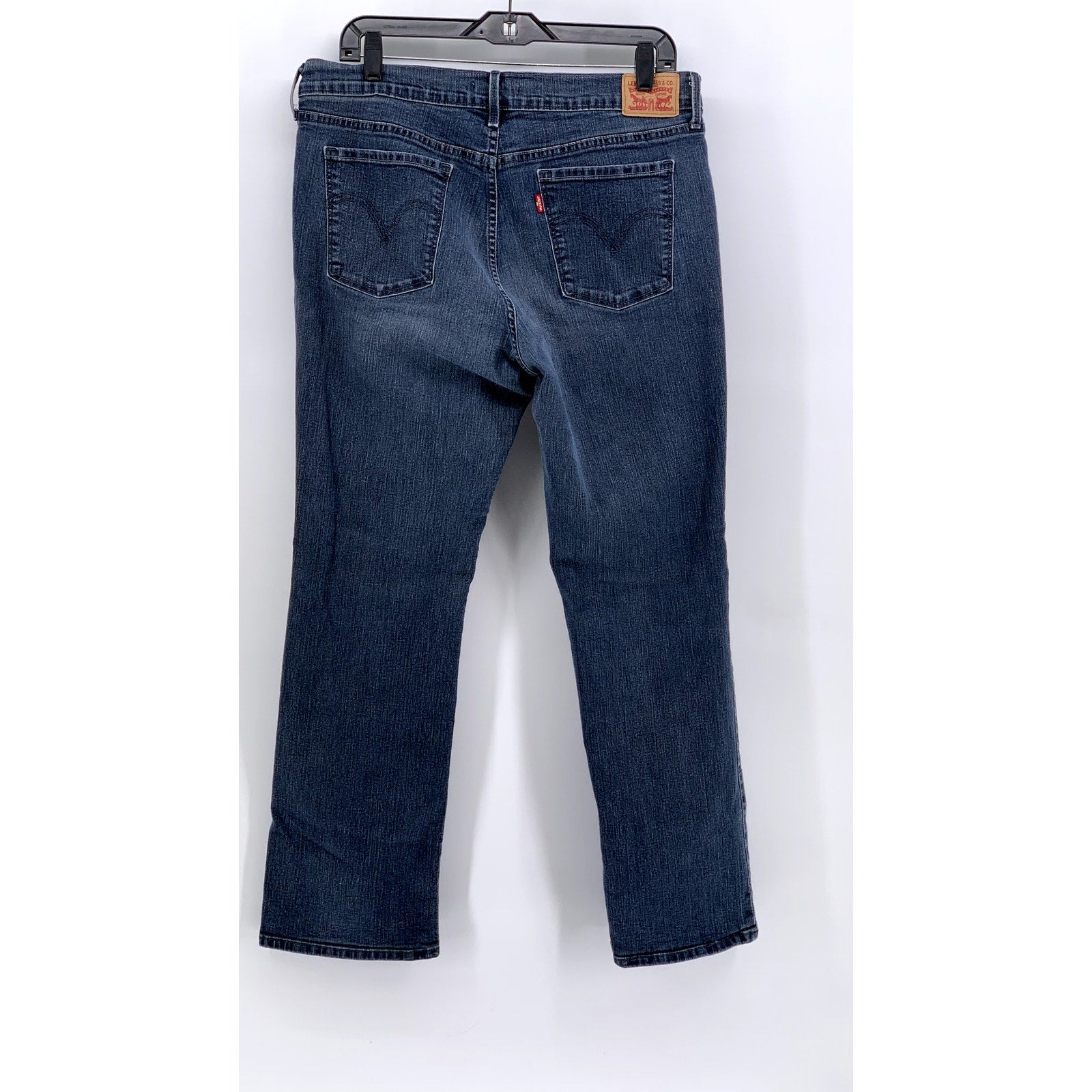 LEVI'S Women's Blue Denim Distressed 505 Straight Leg Jeans SZ 14