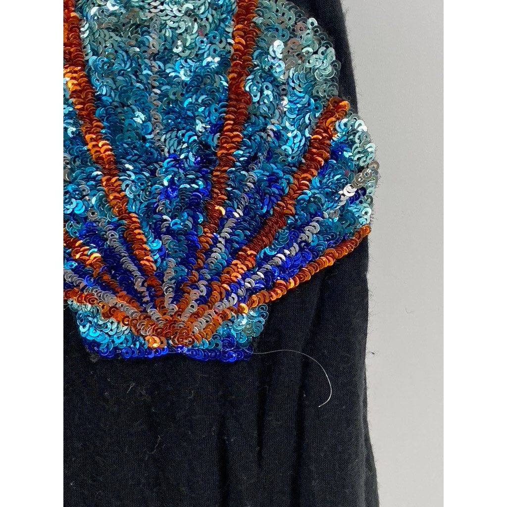 SIDE CCA Women's Vintage Black-Multi Sequin Embellished Shell Tank Top SZ L