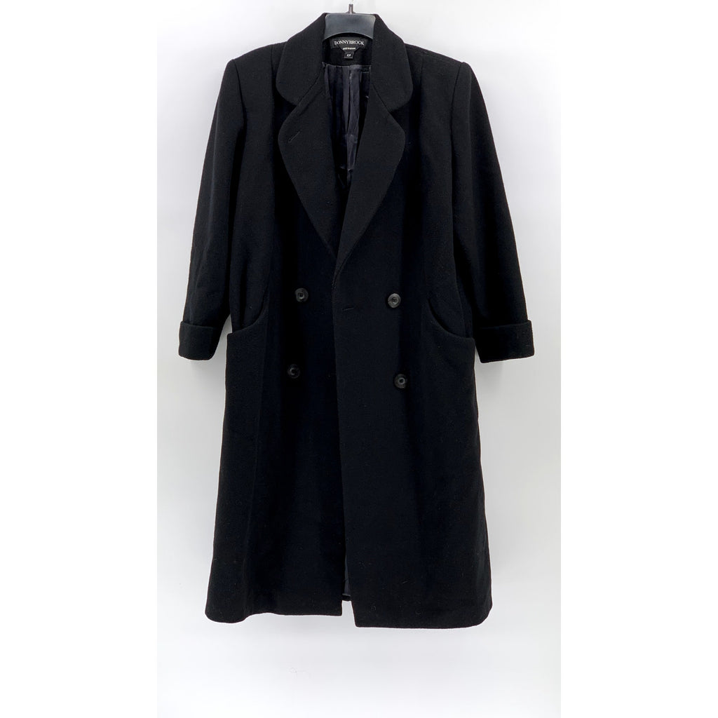 DONNYBROOK Women's Petite Black Wool Double Breast Coat SZ 12P