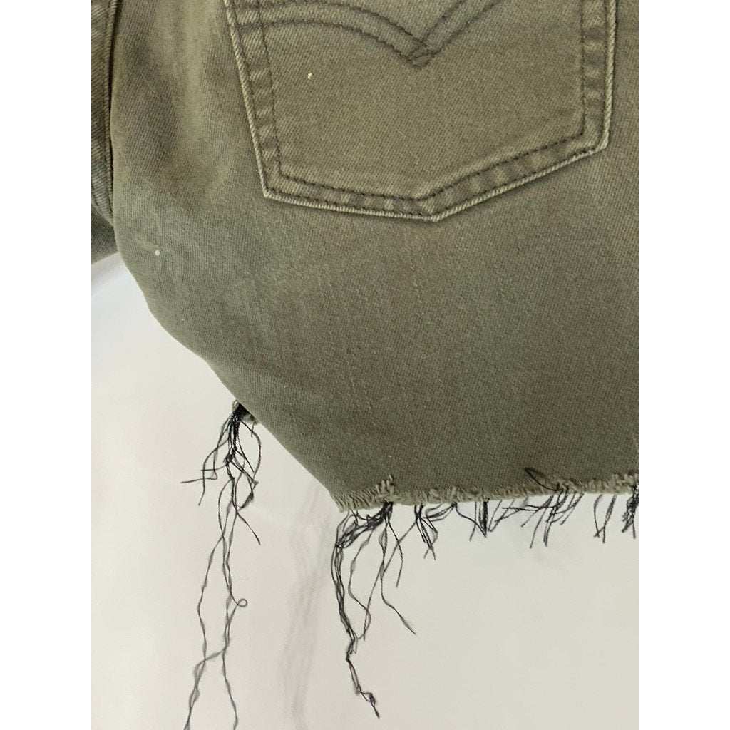 LEVI'S Women's Washed Black 511 Slim-Fit Raw-Hem Cutoff Shorts SZ 18