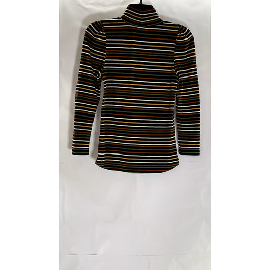 FREE PEOPLE Women's Black-Multicolor I'm Cute Striped Turtleneck Top SZ XS