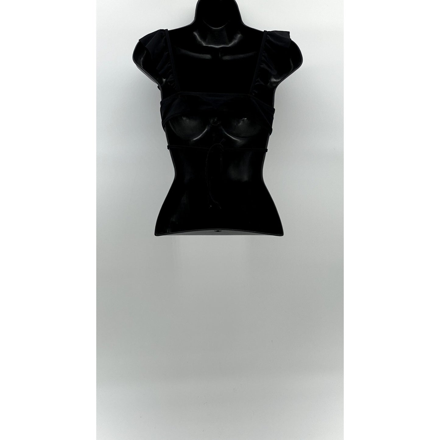AERIE Women's Black Ruffle Wrap V-Neck Bikini Top SZ M
