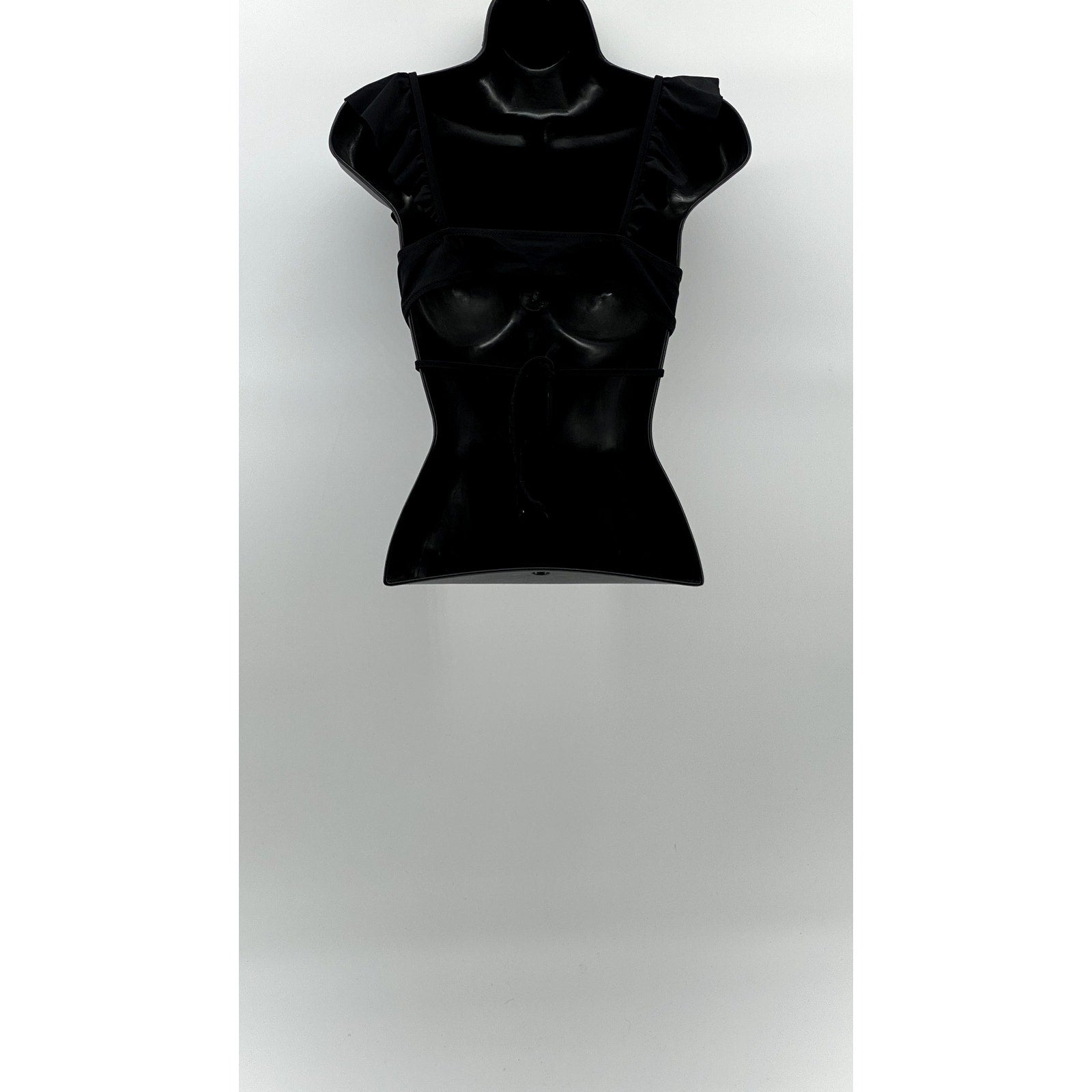 AERIE Women's Black Ruffle Wrap V-Neck Bikini Top SZ M
