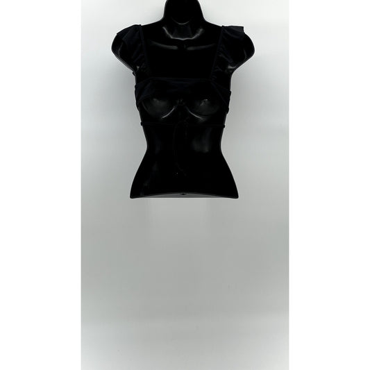 AERIE Women's Black Ruffle Wrap V-Neck Bikini Top SZ M