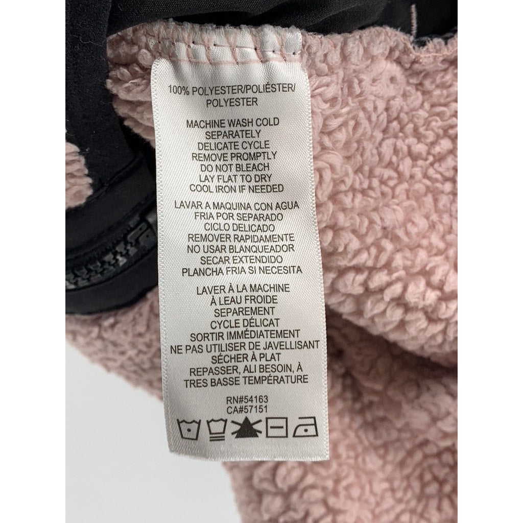 CALVIN KLEIN Women’s Pink-Black Sherpa Fleece Zip-Up Jacket SZ S
