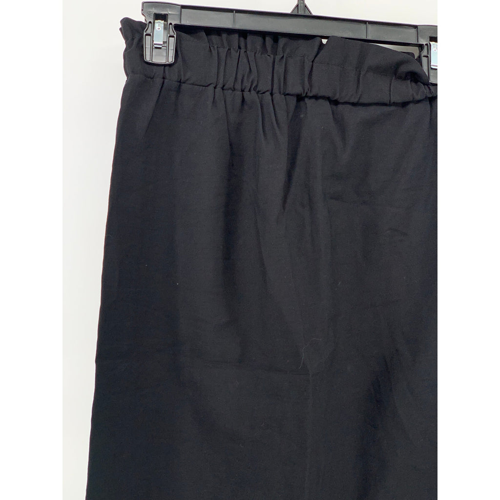 PAPAYA Women's Black Pull-On Relaxed Fit Ruffle-Waist Straight Skirt SZ S