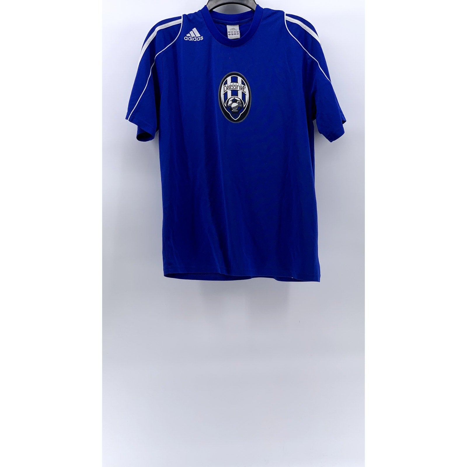 ADIDAS Women's Blue Crewneck Crossfire Short Sleeve Sportswear T-Shirt SZ M