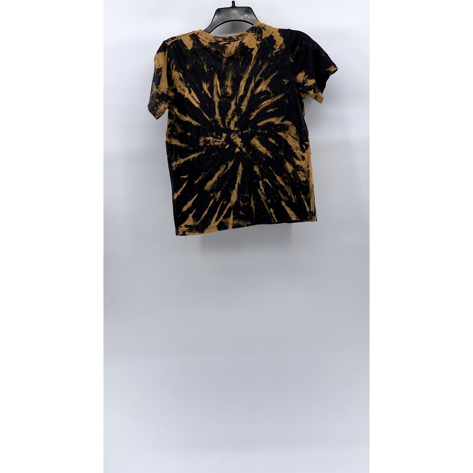 DOUBLE ZERO Women’s Black-Orange Tie-Dye Cluster Embroidered Floral Top SZ S