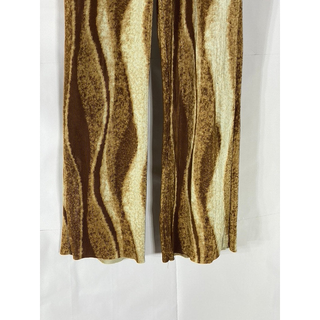 VAARA SEOUL Women's Brown/Tan Textured Swirl Print Pull-On Relaxed-Fit Pant SZ S
