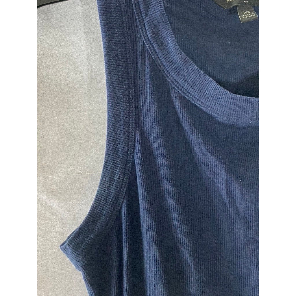 BANANA REPUBLIC Women's Preppy Navy Crewneck Ribbed Racer Tank Top SZ XS